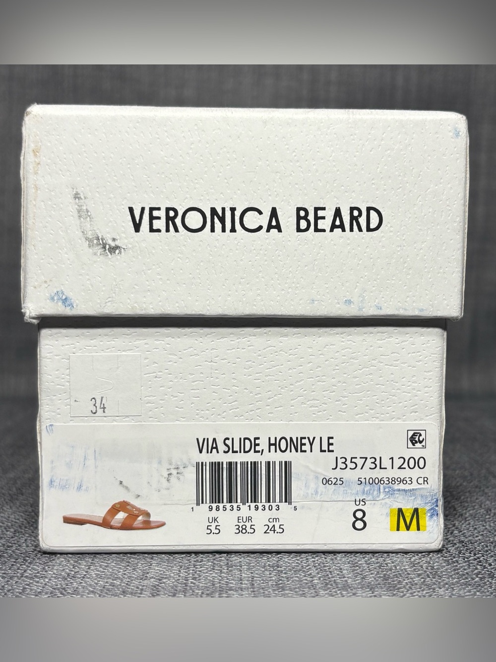 Veronica Beard Via Slide Sandals Honey Leather Size 8M - Picture 7 of 7